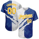 Custom Yellow-Royal Graffiti Pattern 3D Baseball Jersey with Name and Number - Authentic Team Apparel Personalized Graffiti