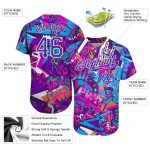 Custom Name and Number Personalized 3D Softball Jersey in White-Purple Graffiti Words Pattern Personalized Graffiti Words