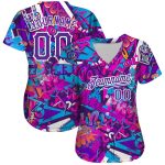 Custom Name and Number Personalized 3D Softball Jersey in White-Purple Graffiti Words Pattern Personalized Graffiti Words