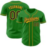 Custom Name and Number Baseball Jersey - Personalized Black-Gold Grass Green Authentic Team Jersey Personalized Grass Green