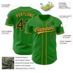 Custom Name and Number Baseball Jersey - Personalized Black-Gold Grass Green Authentic Team Jersey Personalized Grass Green