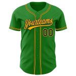 Custom Name and Number Baseball Jersey - Personalized Black-Gold Grass Green Authentic Team Jersey Personalized Grass Green