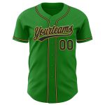 Custom Name Number Baseball Jersey - Personalized Grass Green Black Old Gold Design Personalized Grass Green Black-Old Gold