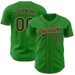 Custom Name Number Baseball Jersey - Personalized Grass Green Black Old Gold Design Personalized Grass Green Black-Old Gold