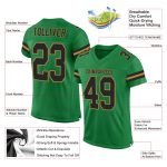 Custom Personalized Football Jersey with Team Name and Number in Grass Green, Black, Old Gold Mesh Personalized Grass Green