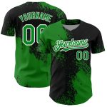 Personalized Black and White 3D Pattern Baseball Jersey with Custom Name and Number - Grass Green Abstract Design Personalized