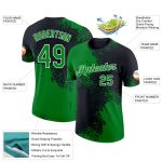 Custom Name Number 3D Brush Stroke T-Shirt in Grass Green Black White Pattern - Performance Athletic Tee Personalized Grass