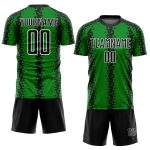 Custom Name and Number Grass Green Black-White Abstract Soccer Uniform Jersey - Personalized Sublimation Geometric Pattern