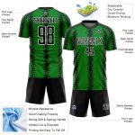 Custom Name and Number Grass Green Black-White Abstract Soccer Uniform Jersey - Personalized Sublimation Geometric Pattern