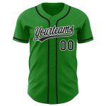 Custom Name Number Baseball Jersey - Personalized Black-White Grass Green Team Apparel Personalized Grass Green Black-White