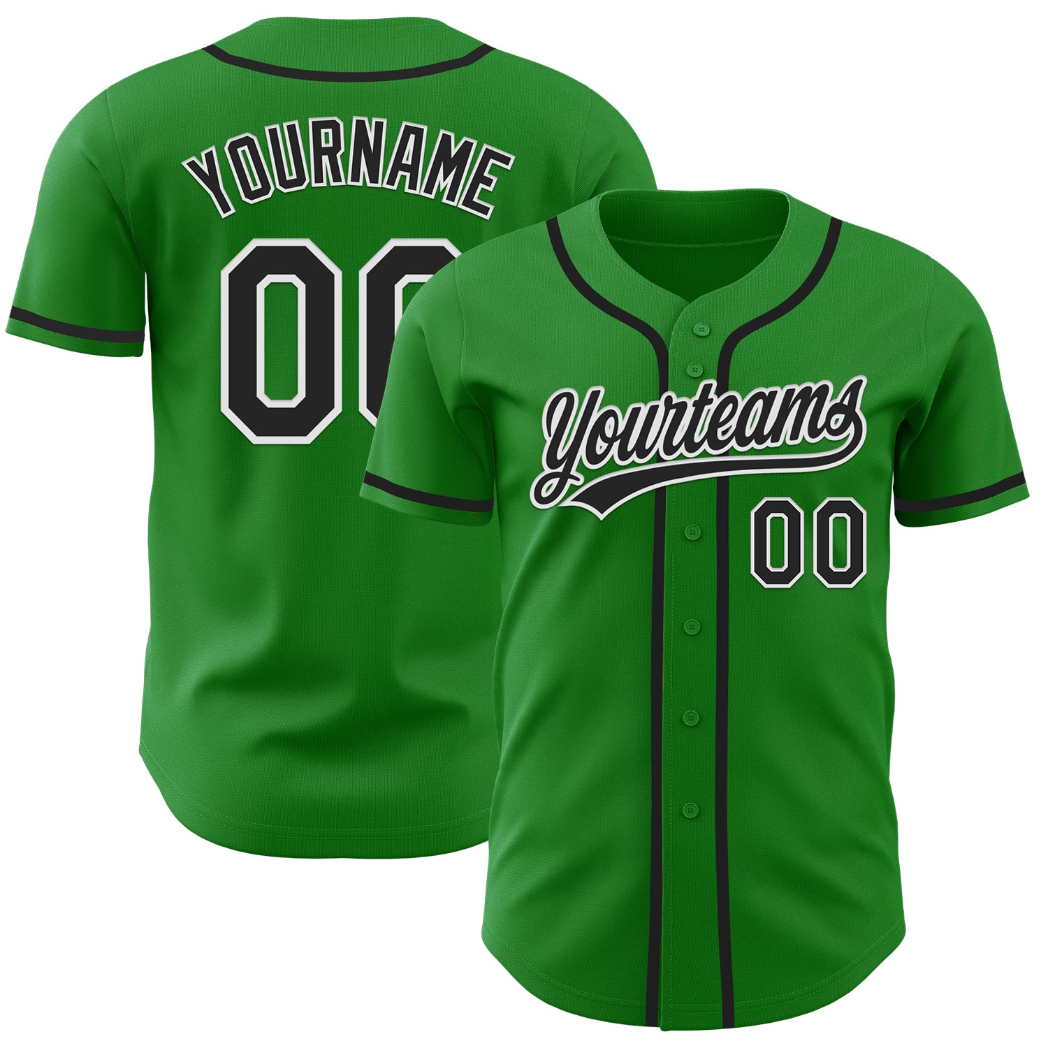 Custom Name Number Baseball Jersey - Personalized Black-White Grass Green Team Apparel Personalized Grass Green Black-White