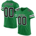 Custom Name Number Football Jersey - Authentic Black-White Mesh, Personalized Grass Green Team Apparel Personalized Grass