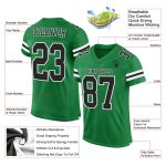Custom Name Number Football Jersey - Authentic Black-White Mesh, Personalized Grass Green Team Apparel Personalized Grass
