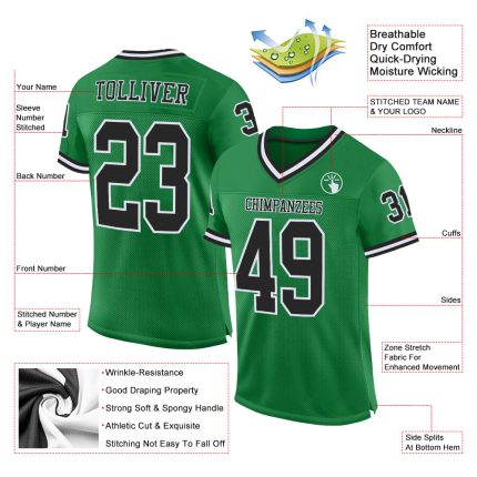 Custom Name and Number Personalized Grass Green Black-White Throwback Football Jersey - Authentic Team Apparel Personalized