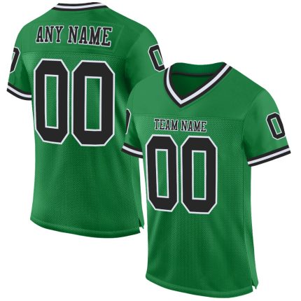 Custom Name and Number Personalized Grass Green Black-White Throwback Football Jersey - Authentic Team Apparel Personalized