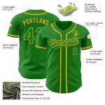 Custom Name and Number Baseball Jersey in Grass Green and Gold - Authentic Team Jersey Personalized Grass Green Gold Authentic