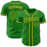 Custom Name and Number Baseball Jersey in Grass Green and Gold - Authentic Team Jersey Personalized Grass Green Gold Authentic