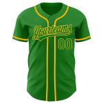 Custom Name and Number Baseball Jersey in Grass Green and Gold - Authentic Team Jersey Personalized Grass Green Gold Authentic