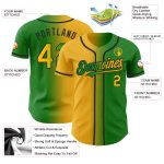 Custom Team Name and Number Baseball Jersey - Personalized Grass Green Gold-Black Authentic Gradient Design Personalized
