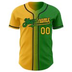 Custom Team Name and Number Baseball Jersey - Personalized Grass Green Gold-Black Authentic Gradient Design Personalized