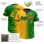 Custom Name Number Unisex Softball Jersey Grass Green Gold Black Gradient Fashion Two-Button Personalized Grass Green Gold-Black