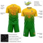 Custom Grass Green Gold Red Soccer Jersey with Personalized Name and Number - Team Uniform Personalized Grass Green Gold-Red