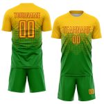Custom Grass Green Gold Red Soccer Jersey with Personalized Name and Number - Team Uniform Personalized Grass Green Gold-Red