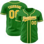 Custom Authentic Baseball Jersey with Personalized Name and Number - Grass Green and Gold-White Team Colors Personalized