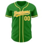 Custom Authentic Baseball Jersey with Personalized Name and Number - Grass Green and Gold-White Team Colors Personalized