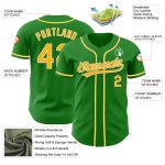 Custom Authentic Baseball Jersey with Personalized Name and Number - Grass Green and Gold-White Team Colors Personalized
