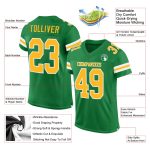 Custom Name and Number Personalized Football Jersey in Grass Green Gold-White Mesh Authentic Design Personalized Grass Green