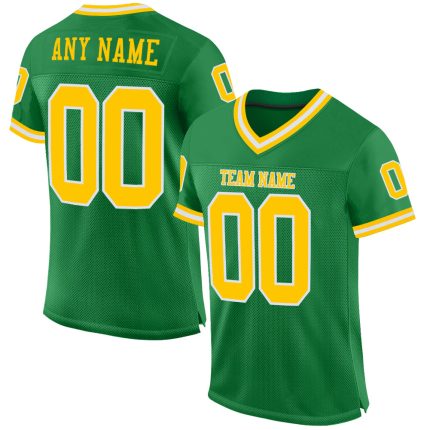 Custom Name and Number Grass Green Gold-White Authentic Throwback Football Jersey - Personalized Team Apparel Personalized