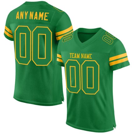 Custom Grass Green and Gold Football Jersey with Personalized Name and Number - Authentic Team Apparel Personalized Grass