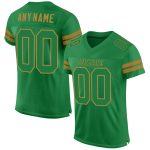 Personalized Custom Name and Number Authentic Football Jersey in Grass Green and Old Gold Mesh Personalized Grass Green Grass