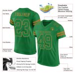 Personalized Custom Name and Number Authentic Football Jersey in Grass Green and Old Gold Mesh Personalized Grass Green Grass