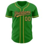 Custom Name and Number Baseball Jersey in Grass Green, Old Gold, and Black - Authentic Team Jersey Personalized Grass Green