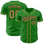 Custom Name and Number Baseball Jersey in Grass Green, Old Gold, and Black - Authentic Team Jersey Personalized Grass Green