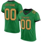 Personalized Grass Green Black Gold Mesh Football Jersey - Authentic Athletic Apparel Personalized Grass Green Old Gold-Black