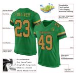 Custom Football Jersey with Personalized Name and Number, Grass Green & Old Gold/Black Mesh, Authentic Team Gear Personalized