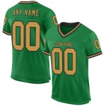 Custom Team Football Jersey with Personalized Name and Number - Grass Green Old Gold-Black Mesh Authentic Throwback Personalized