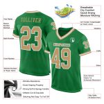 Custom Personalized Football Jersey - Grass Green Old Gold & White Mesh Authentic Throwback - Team Name & Number Personalized
