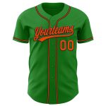 Custom Name and Number Authentic Baseball Jersey in Grass Green Orange-Black - Personalized Team Apparel Personalized Grass