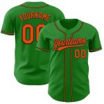 Custom Name and Number Authentic Baseball Jersey in Grass Green Orange-Black - Personalized Team Apparel Personalized Grass