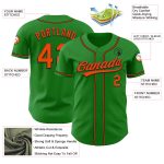 Custom Name and Number Authentic Baseball Jersey in Grass Green Orange-Black - Personalized Team Apparel Personalized Grass
