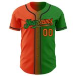 Custom Name and Number Baseball Jersey - Personalized Orange-Black Gradient in Grass Green - Authentic Team Apparel Personalized