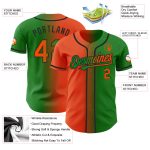 Custom Name and Number Baseball Jersey - Personalized Orange-Black Gradient in Grass Green - Authentic Team Apparel Personalized