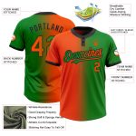 Custom Name Number Softball Jersey Unisex Two-Button Gradient Orange Black Grass Green Fashion Personalized Grass Green Orange-Black