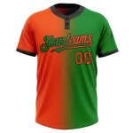 Custom Name Number Softball Jersey Unisex Two-Button Gradient Orange Black Grass Green Fashion Personalized Grass Green Orange-Black