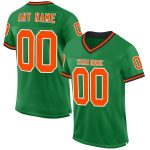 Custom Authentic Throwback Football Jersey - Personalized Grass Green Orange-Black with Team Name and Number Personalized