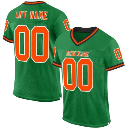 Custom Authentic Throwback Football Jersey - Personalized Grass Green Orange-Black with Team Name and Number Personalized